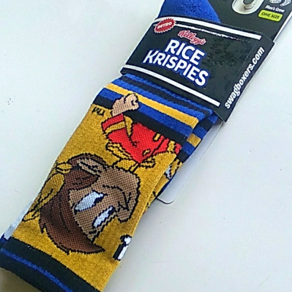 Swag Kellogg's Rice KrispiesMen's crew length socks  Size 8-13 New